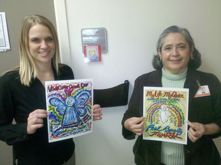 Research Study Coordinators at CTRC San Antonio hold DonnaBellas Angels art